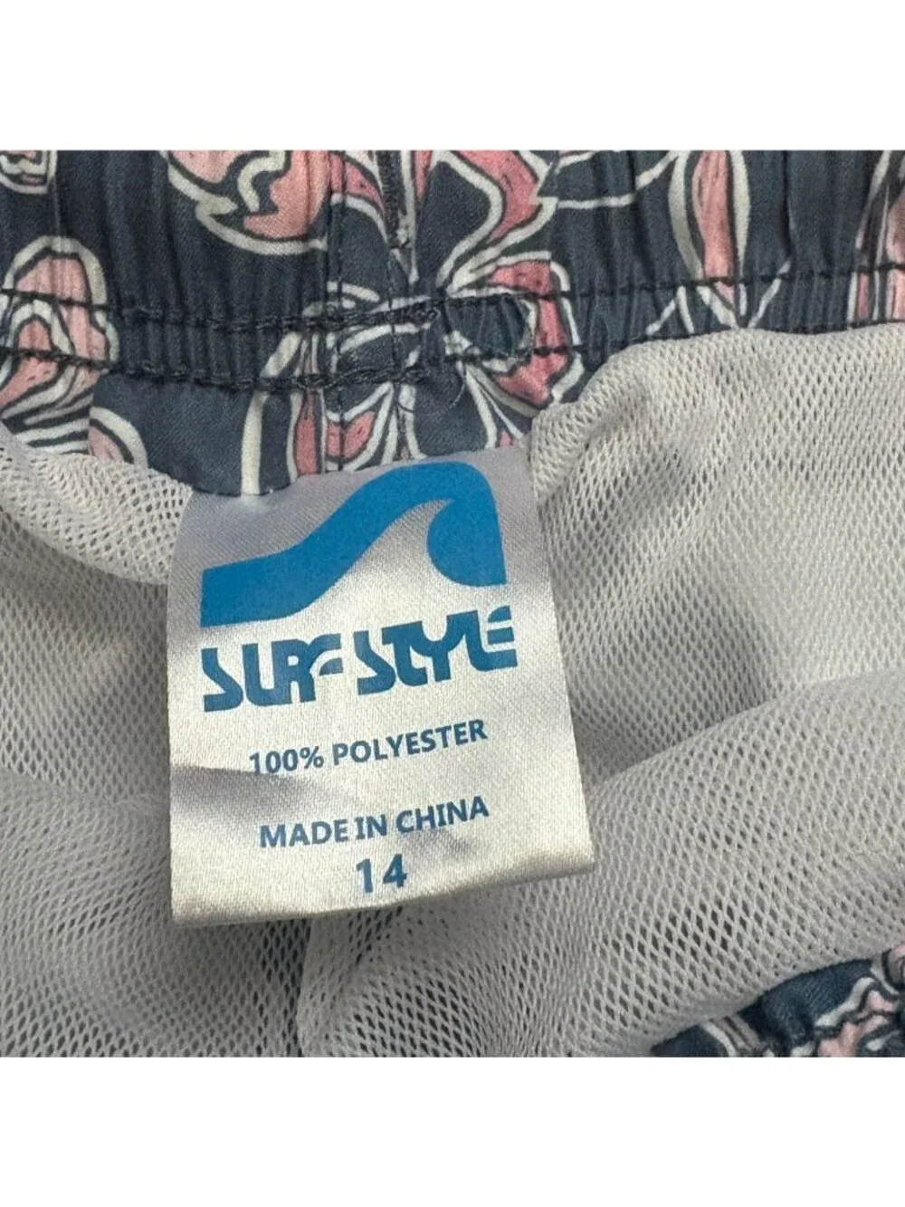 Surf Style Boys Tropical Floral/Birds Swimming Trunks-Blue/Pink-14-GUC